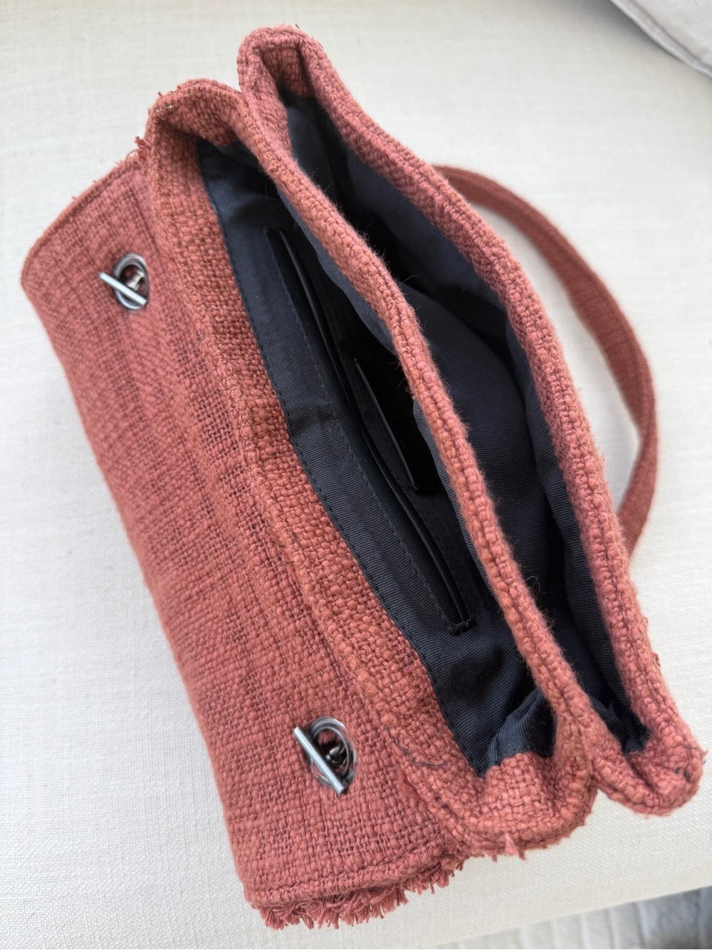 Zara Rust Plush Chain-Accent Shoulder Bag - Picture 5 of 6